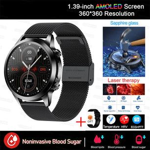 Stainless Steel Shockproof Bluetooth Round Shape Smart Watch