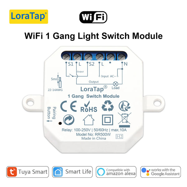 LoraTap 10A 300W Plastic Smart ZigBee 3.0 Light Switch Module