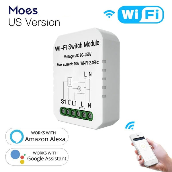 Moes 2.4GHz 1100W Plastic Automatic Wireless WIFI Switch Module