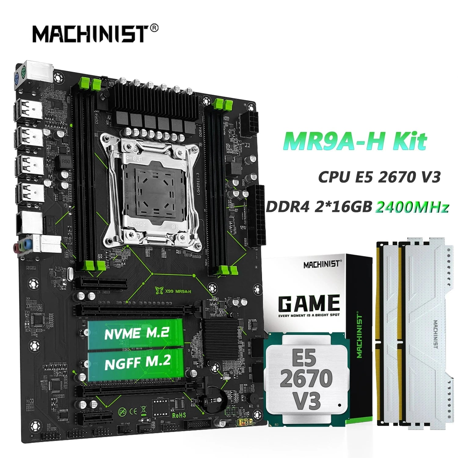 Machinist LGA 2011-3 Intel Xeon E5 2670 V3 Desktop Motherboard Set