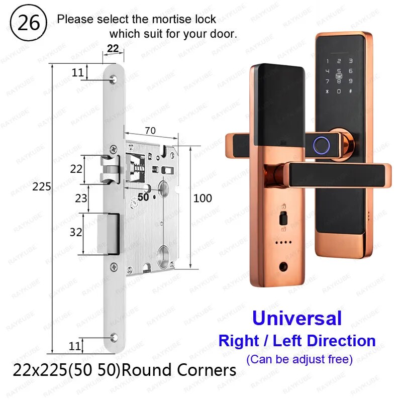 RayKube Aluminium Alloy Fingerprint Digital Smart Door Lock