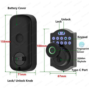 RayKube Aluminium Alloy Fingerprint Digital Smart Door Lock