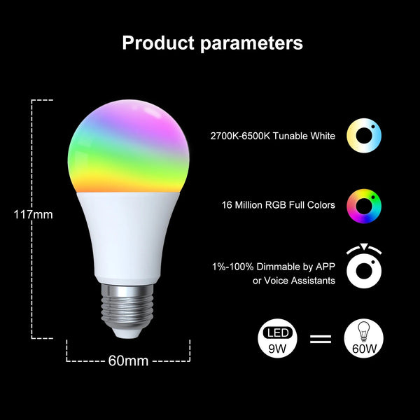 Moes Plastic Dimmable LED Light Zigbee Voice Control Smart Bulb