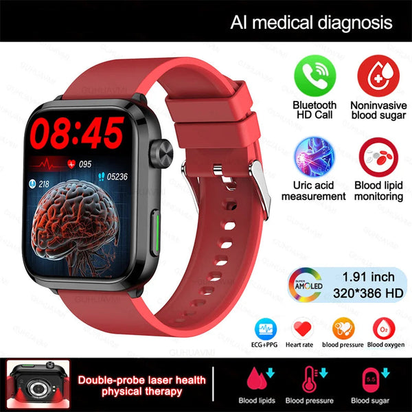 Stainless Steel Medical Grade Health Bluetooth Square Smart Watch