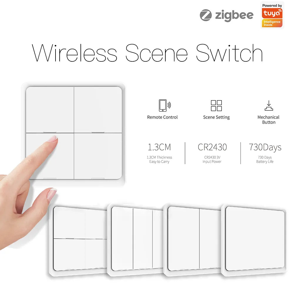 Moes Plastic Panel Smart Wireless ZigBee Push Button Switch