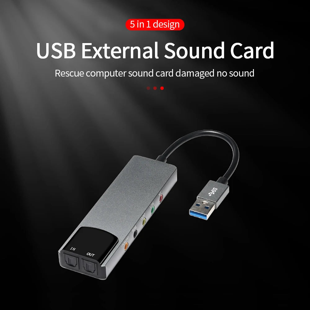 6-in-1  External USB Sound Card Adapter For Laptop