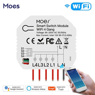 Moes 250V Plastic Automatic WIFI Smart Light Switch Modules