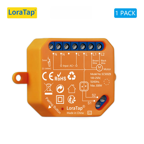 LoraTap 300W Plastic Smart ZigBee Roller Shutter Curtain Switch