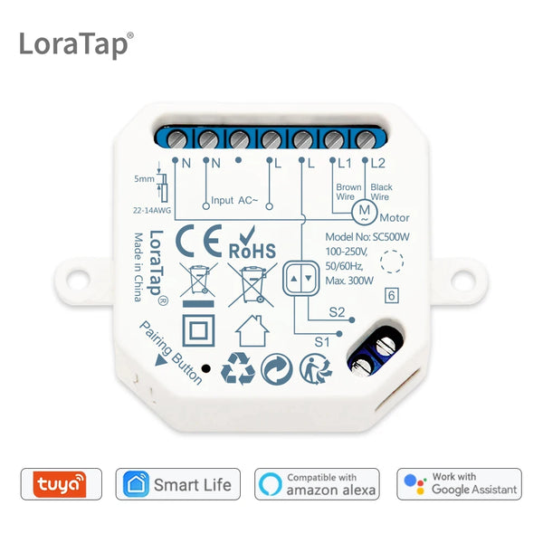 LoraTap 240V 300W Plastic Rolling Blinds Curtain Switch Module