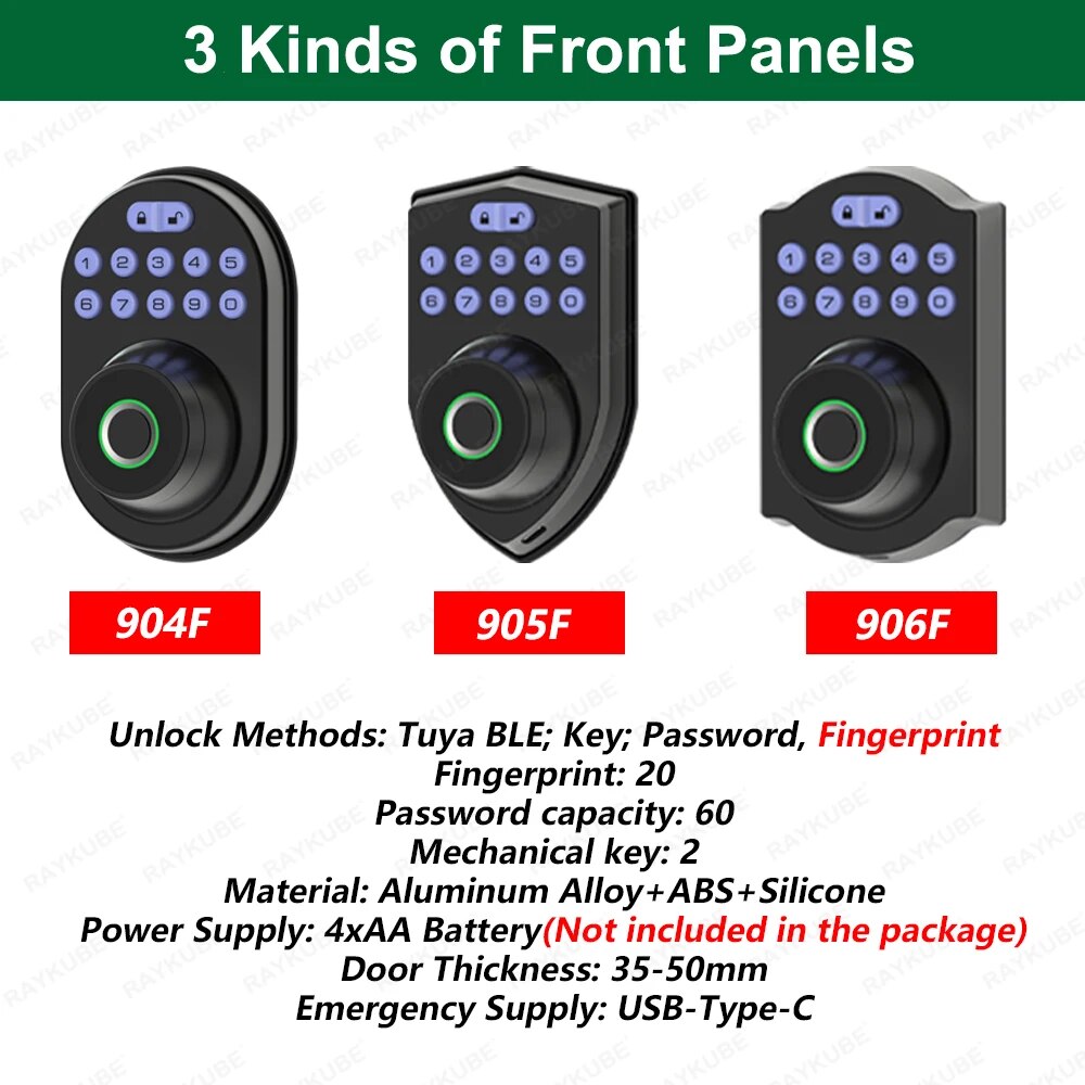 RayKube Aluminium Alloy Fingerprint Digital Smart Door Lock