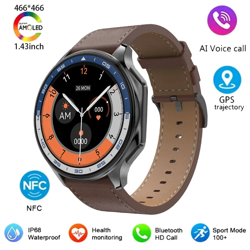 Silica Gel Smart Bluetooth Voice Support Round Shaped Sports Watch