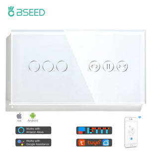 Bseed 10A 3 Gang Crystal Glass Panel Wall Light Touch Switch