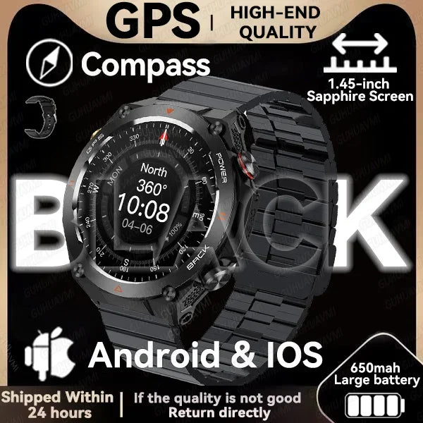 Silica Gel Waterproof GPS Track Bluetooth Ultra HD Smart Watch