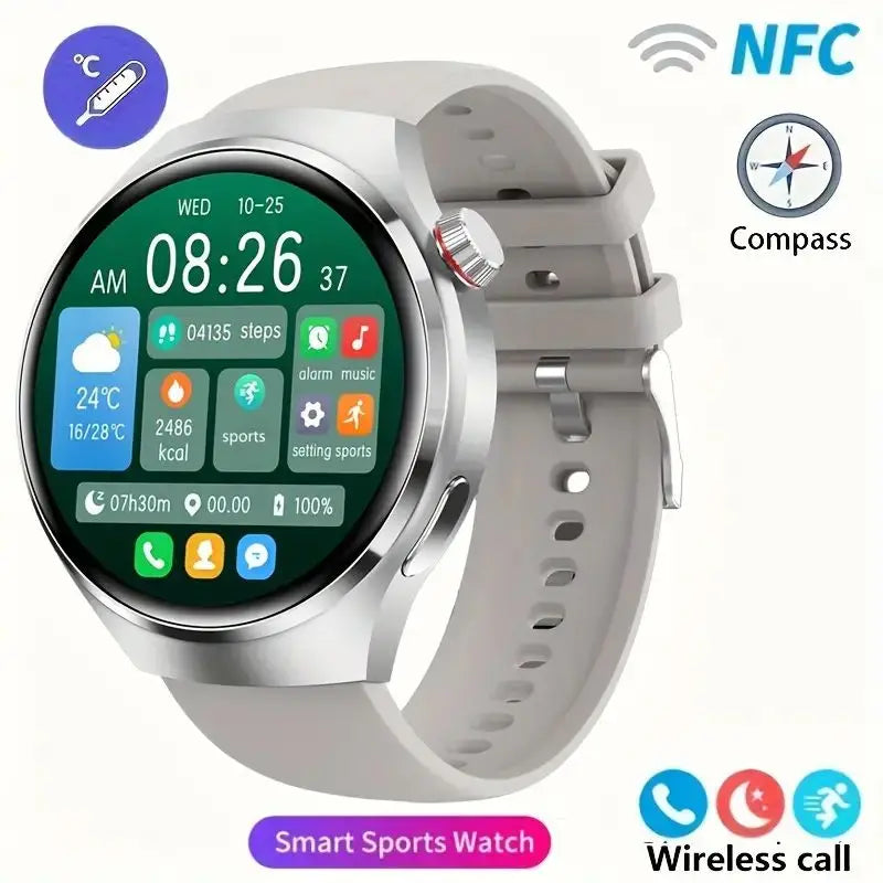 Silica Gel Smart Bluetooth Voice Support Round Shaped Sports Watch