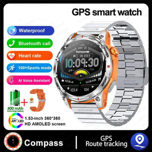 Silica Gel GPS Sports Fitness Monitoring Bluetooth Round Smart Watch