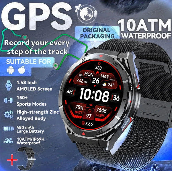 Silica Gel Health Monitor Waterproof Bluetooth Round Smart Watch