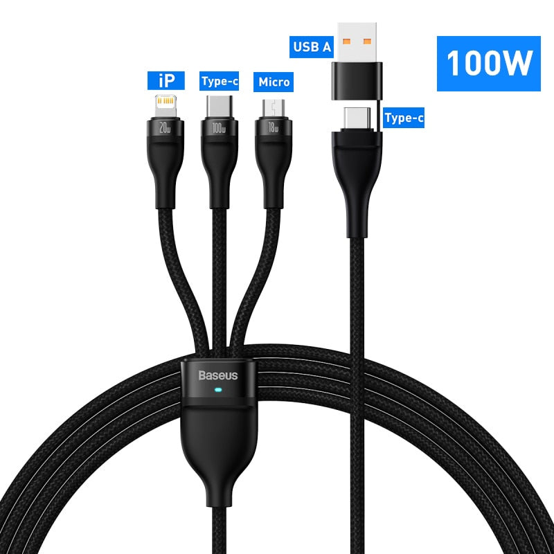 3 in 1 USB Type C Data High Speed Charging Cable For Laptop