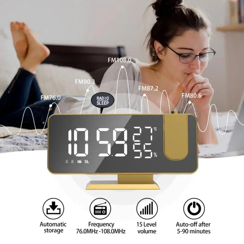 Plastic Bedside Digital Time Display With Temperature And Humidity