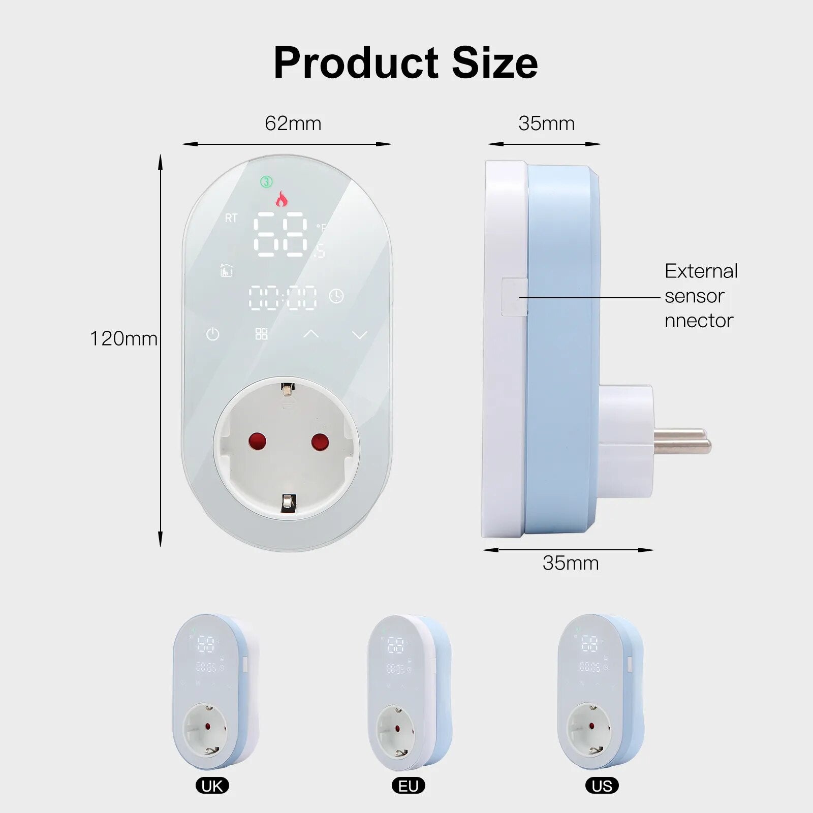 Moes 16A Socket PC+ABS WiFi Thermostat Remote Control Plug