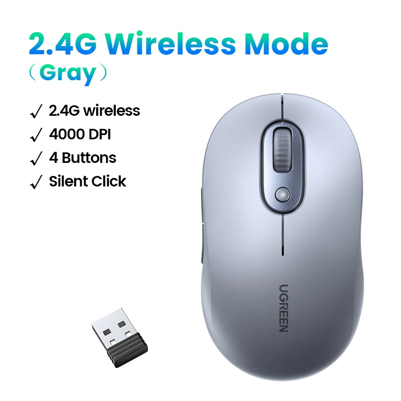 Ugreen 4000 DPI USB Support Wireless Portable Battery Office Mouse