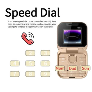 Metallic Square Shape Auto Call Record Small Foldable Mobile Phone