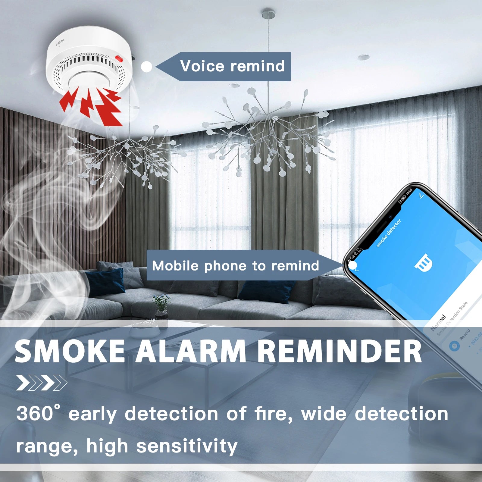 Bseed Plastic Smart Fire Smoke Alarm Detection Optical Sensor