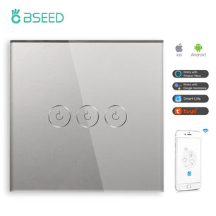 Bseed Alloy 4 Gang 1 Way Crystal Glass Panel Light Touch Switch