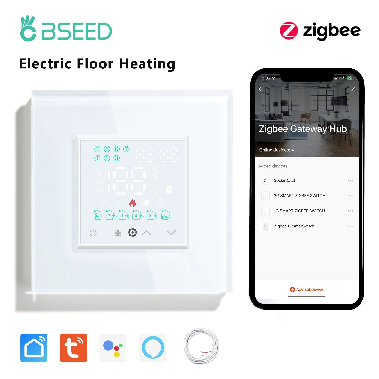 Bseed Alloy Remote Control ZigBee Electric Water Boiler Heater