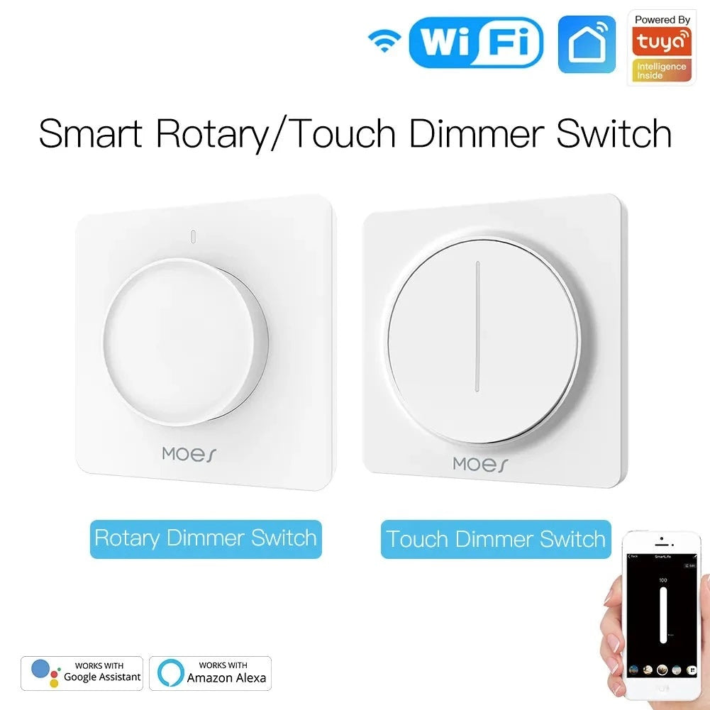 Moes Plastic Panel WIFI Smart Rotary/Touch Light Dimmer Switch