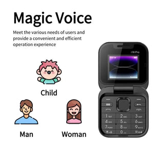 Metallic Square Shape Auto Call Record Small Foldable Mobile Phone