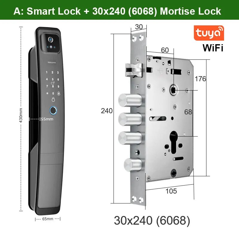 RayKube Aluminium Alloy Fingerprint Digital Smart Door Lock