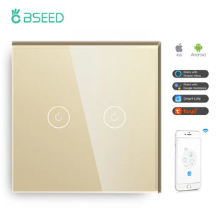 Bseed Alloy 4 Gang 1 Way Crystal Glass Panel Light Touch Switch