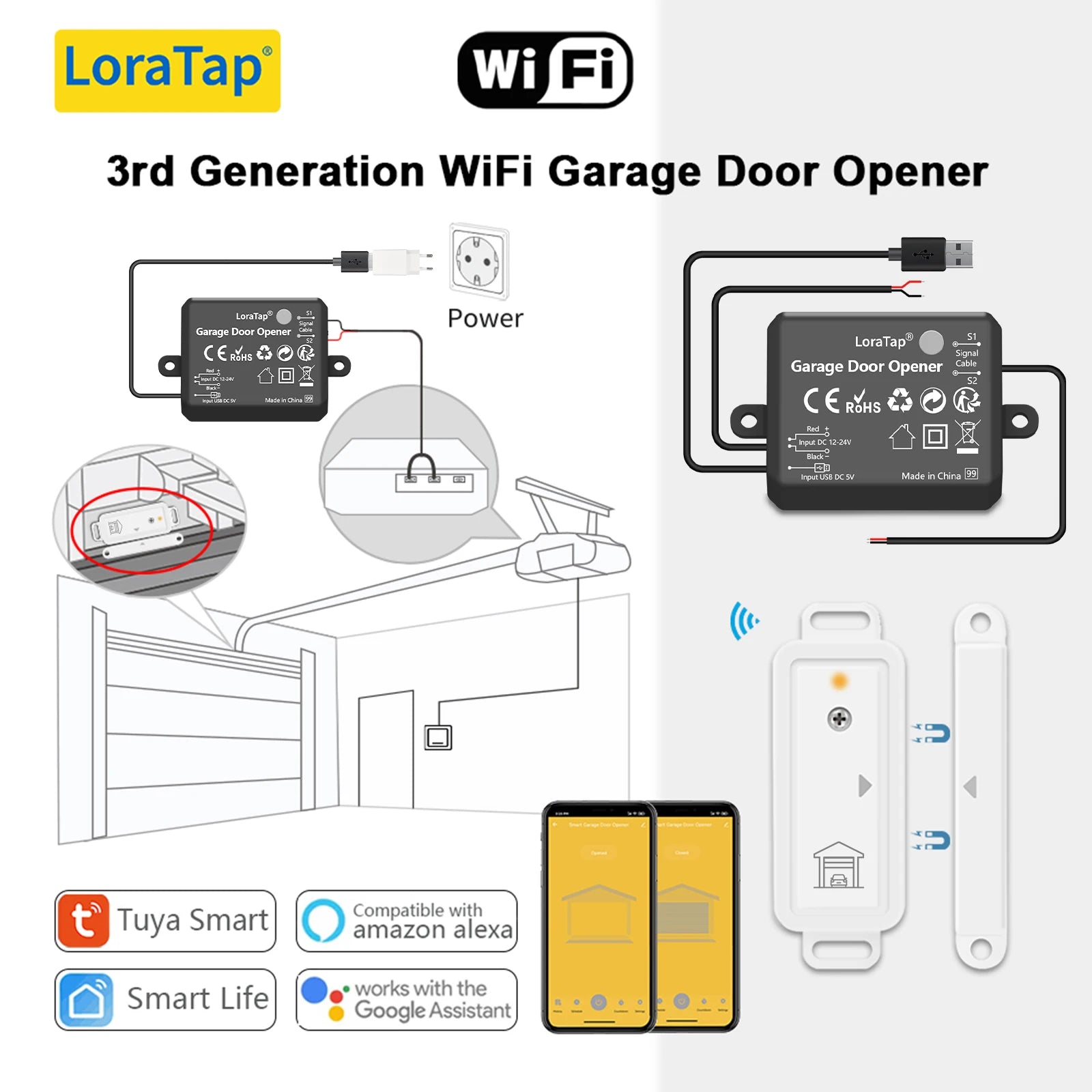 LoraTap Plastic HomeKit Smart Remote Control Garage Door Opener