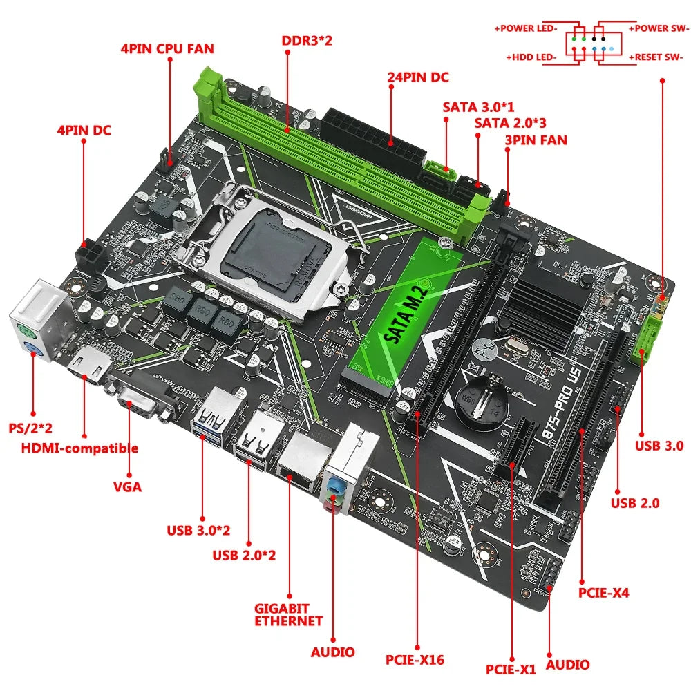 Machinist LGA 1155 Intel I5 3570 DDR3 Desktop Motherboard Set