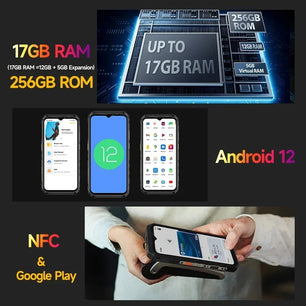 Rubber Rugged 9600mAh 17GB RAM 256GB ROM 6.58 Inches Smart Phone