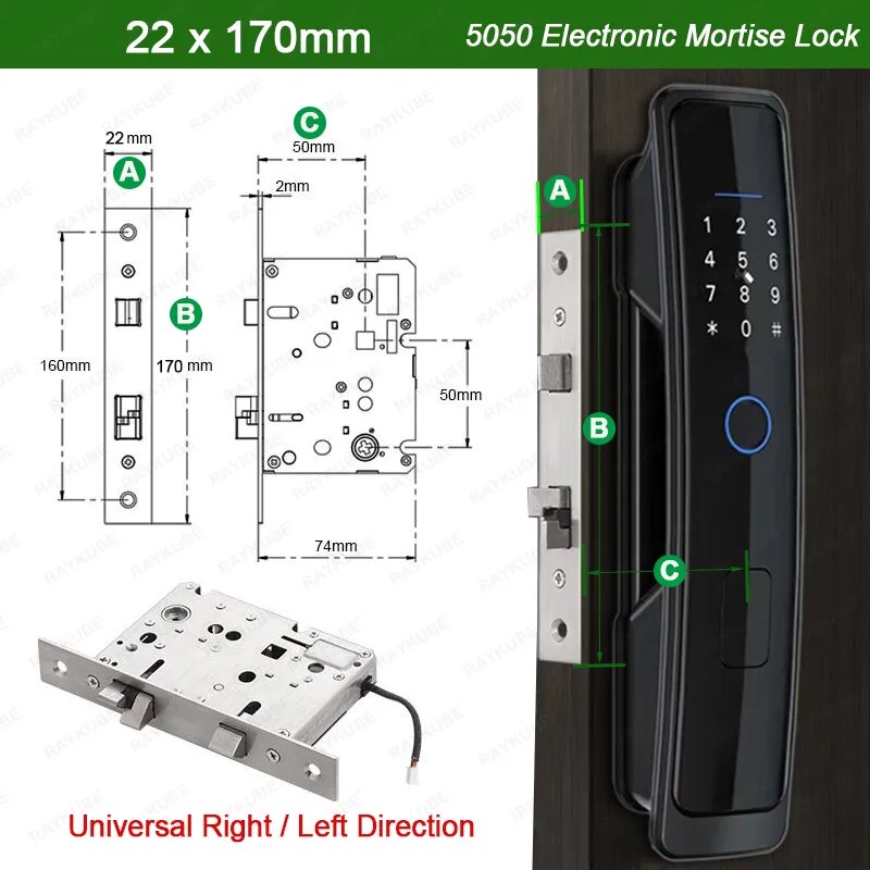 RayKube Aluminium Alloy Fingerprint Digital Smart Door Lock