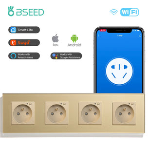 Bseed 16A Glass Panel Wireless WIFI Control Smart Power Socket