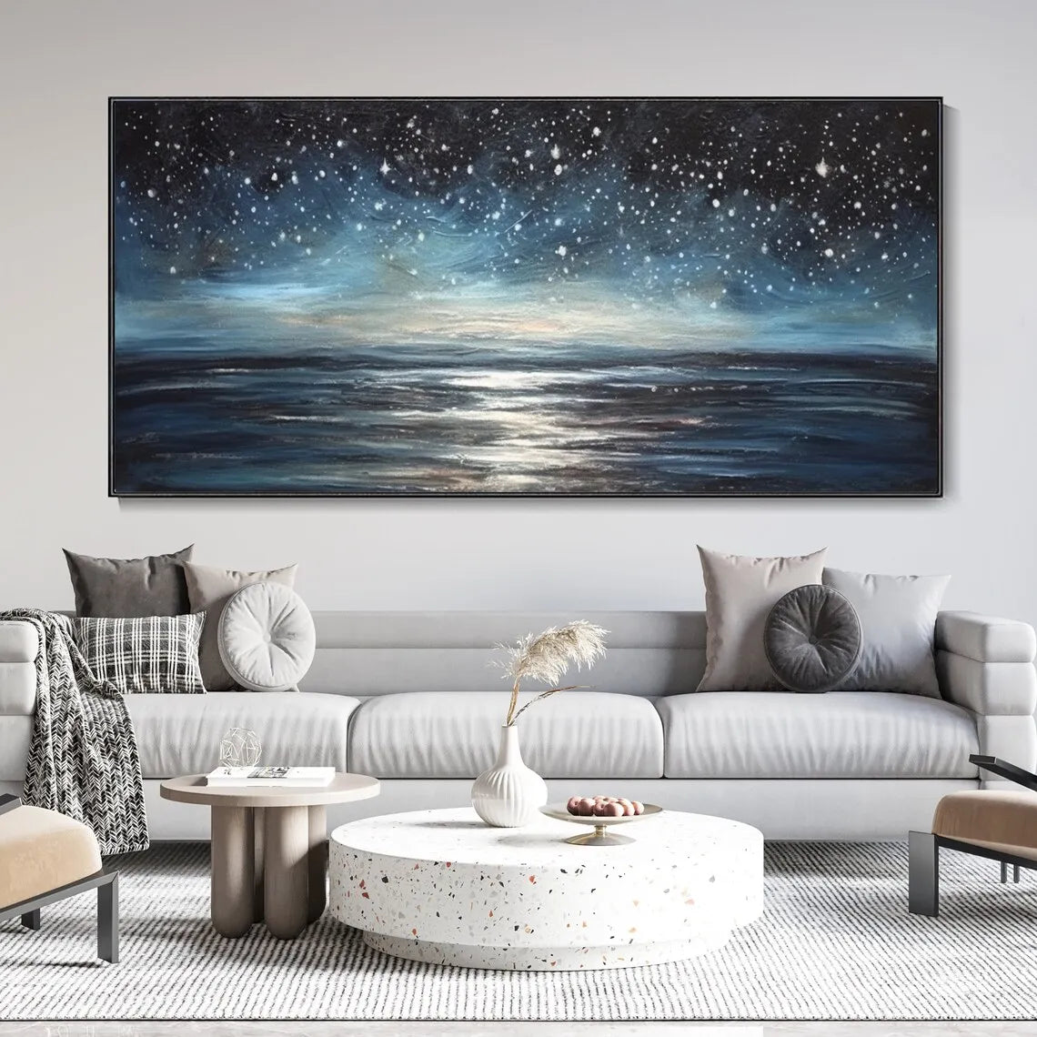 100% Canvas Modern Sky Pattern Handmade Elegant Oil Painting