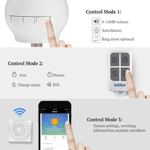 Kerui Plastic Wifi Smart APP Wireless Range Home Alarm Doorbell