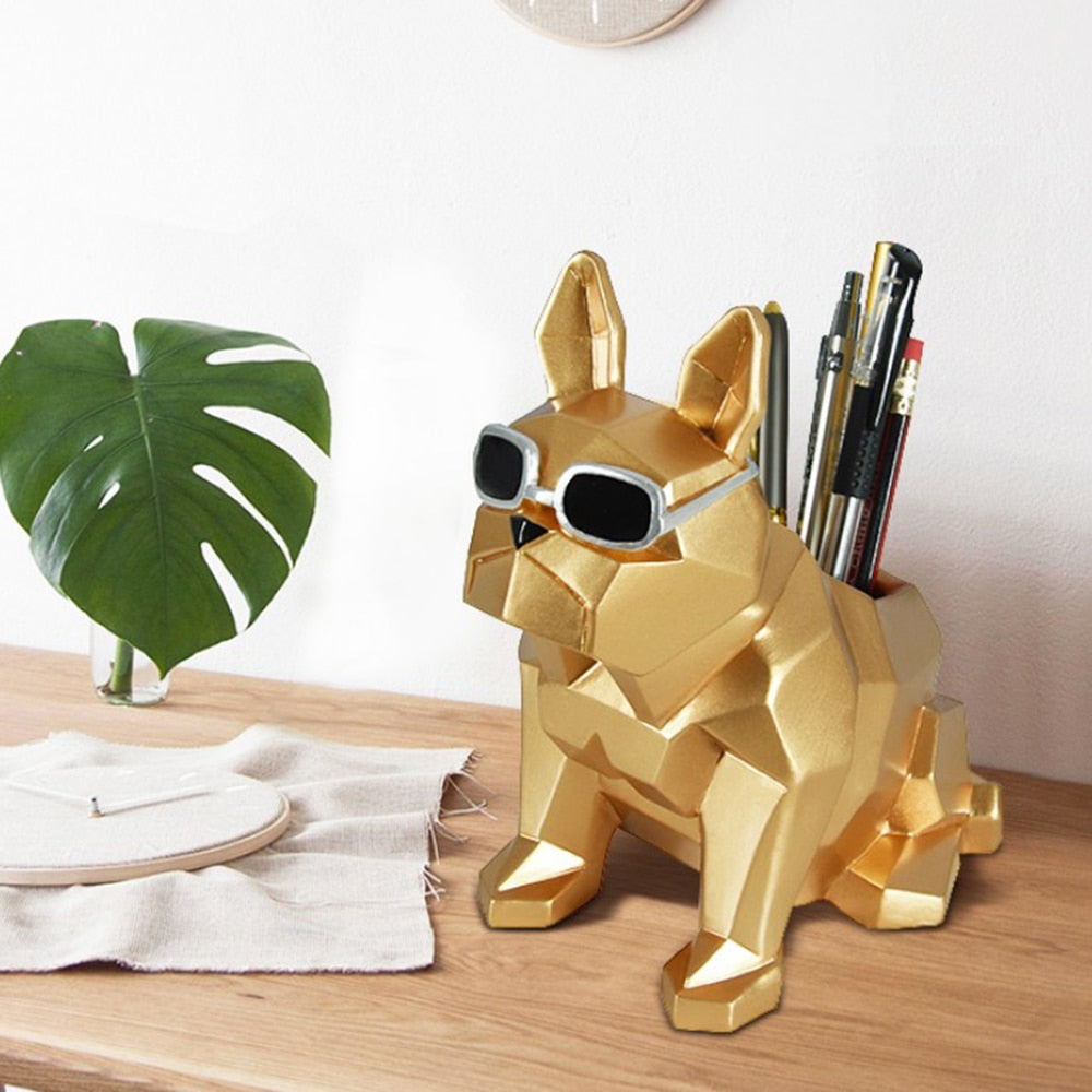 Resin Desk Organizer Cute Dog Shaped Pen Holder