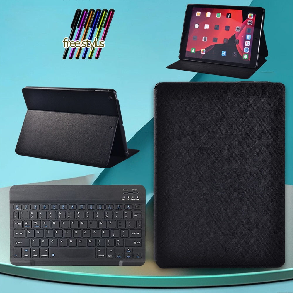 Leather Wireless Bluetooth Keyboard With Free Stylus For iPad